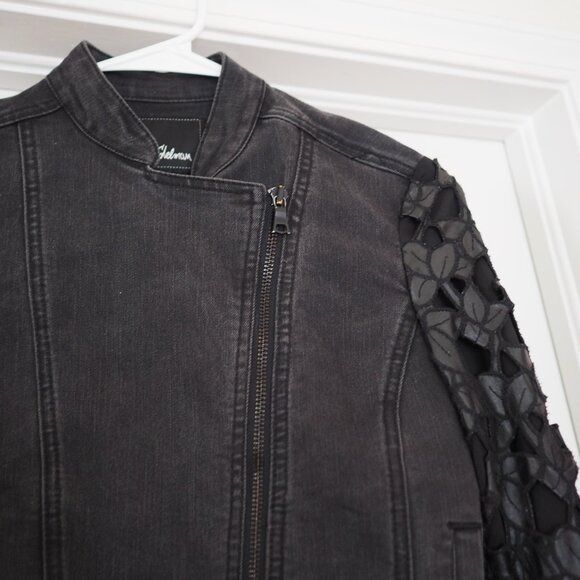 Gothcore Grunge Sam Edelman Biker Jacket Leaf cutout Sleeves sz XS - Picture 4 of 14